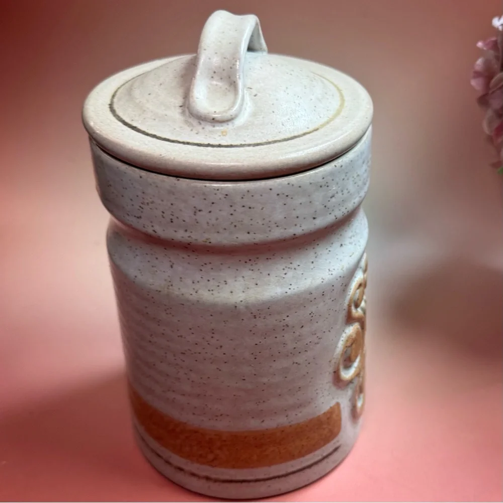 Vintage 1970’s earthware pottery sugar canister